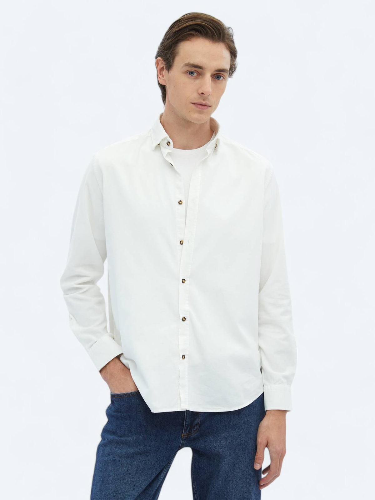Weißes Ripp-Shirt aus Baumwolle