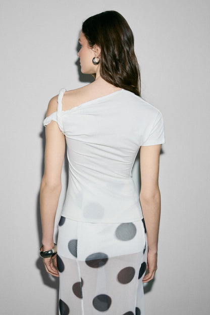 WILLEYA Damen Knoten-Bluse Slim Fit
