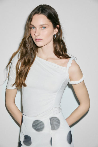 WILLEYA Damen Knoten-Bluse Slim Fit