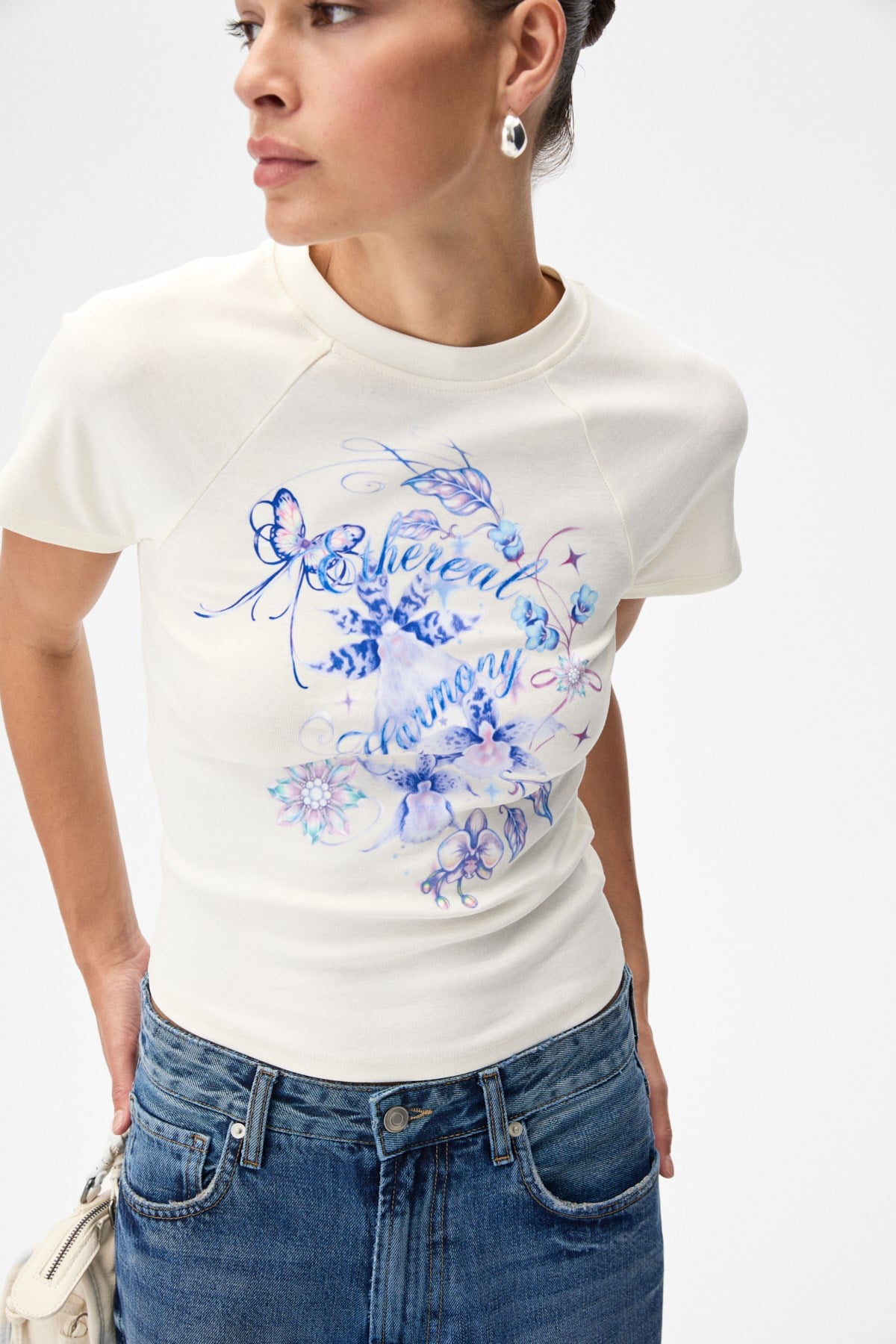 GRIMELANGE WIMS Damen Print-Kurzarm-Shirt Ecru