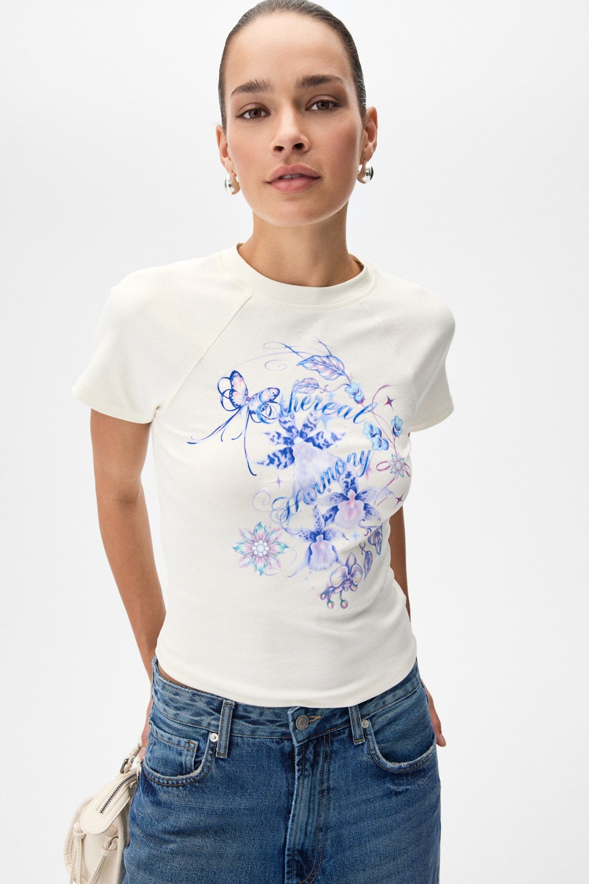GRIMELANGE WIMS Damen Print-Kurzarm-Shirt Ecru