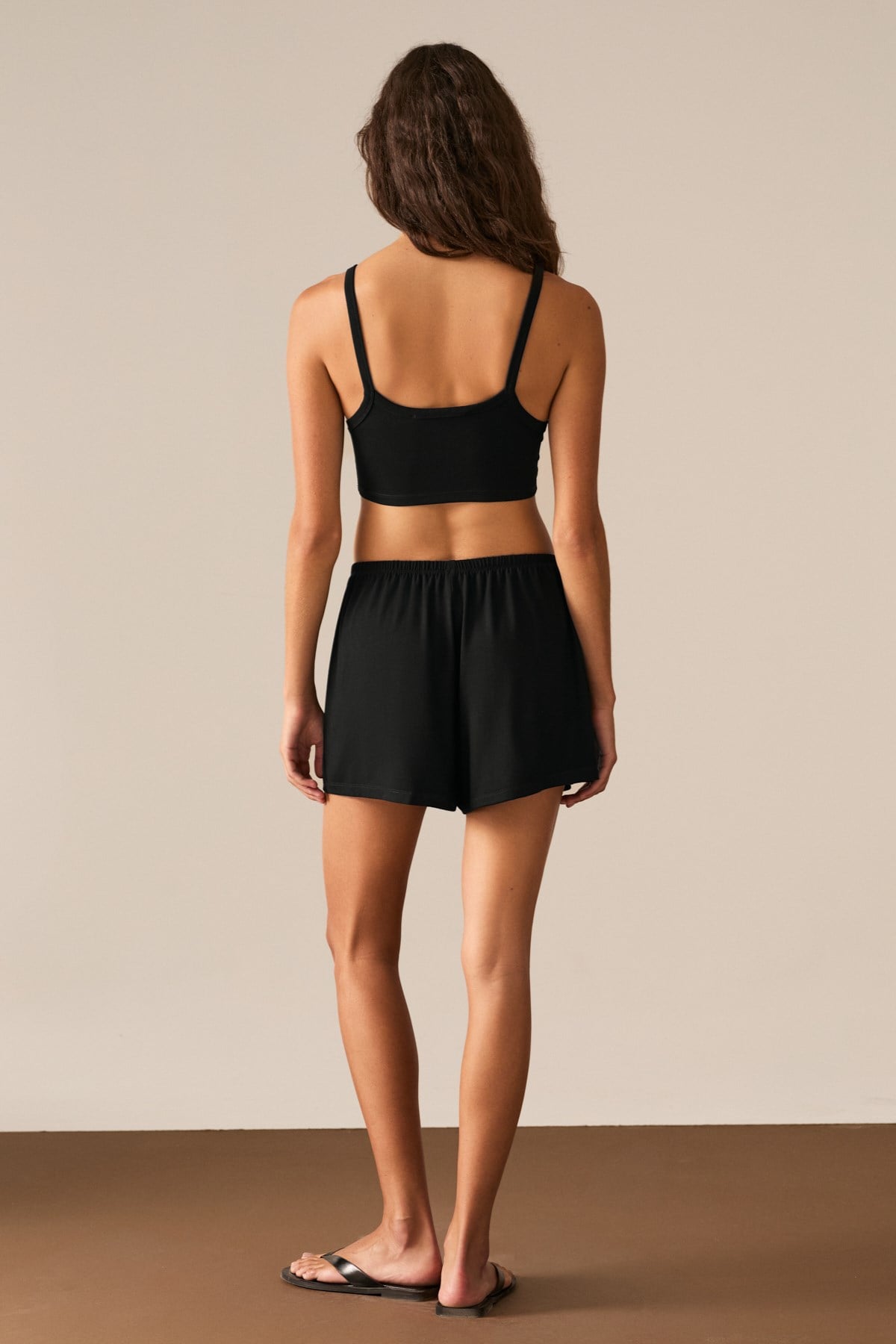 ETHIQUET Wisin Damen Träger-Crop-Bustier Schwarz