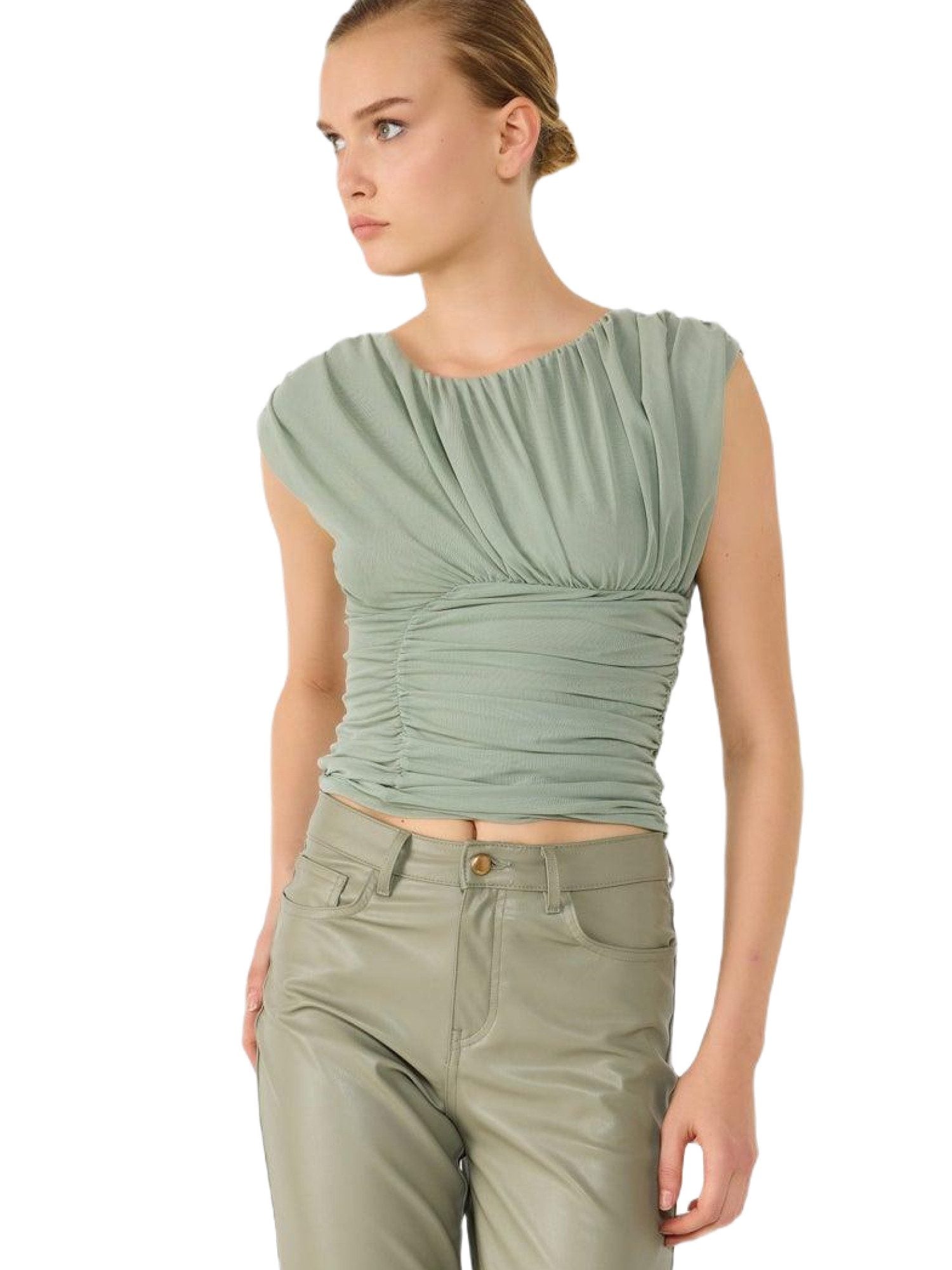 Rückenfreie Bluse mit Raffdetails