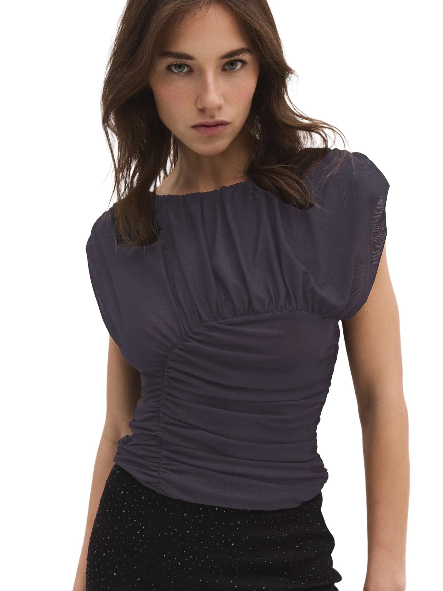 Rückenfreie Bluse mit Raffdetails