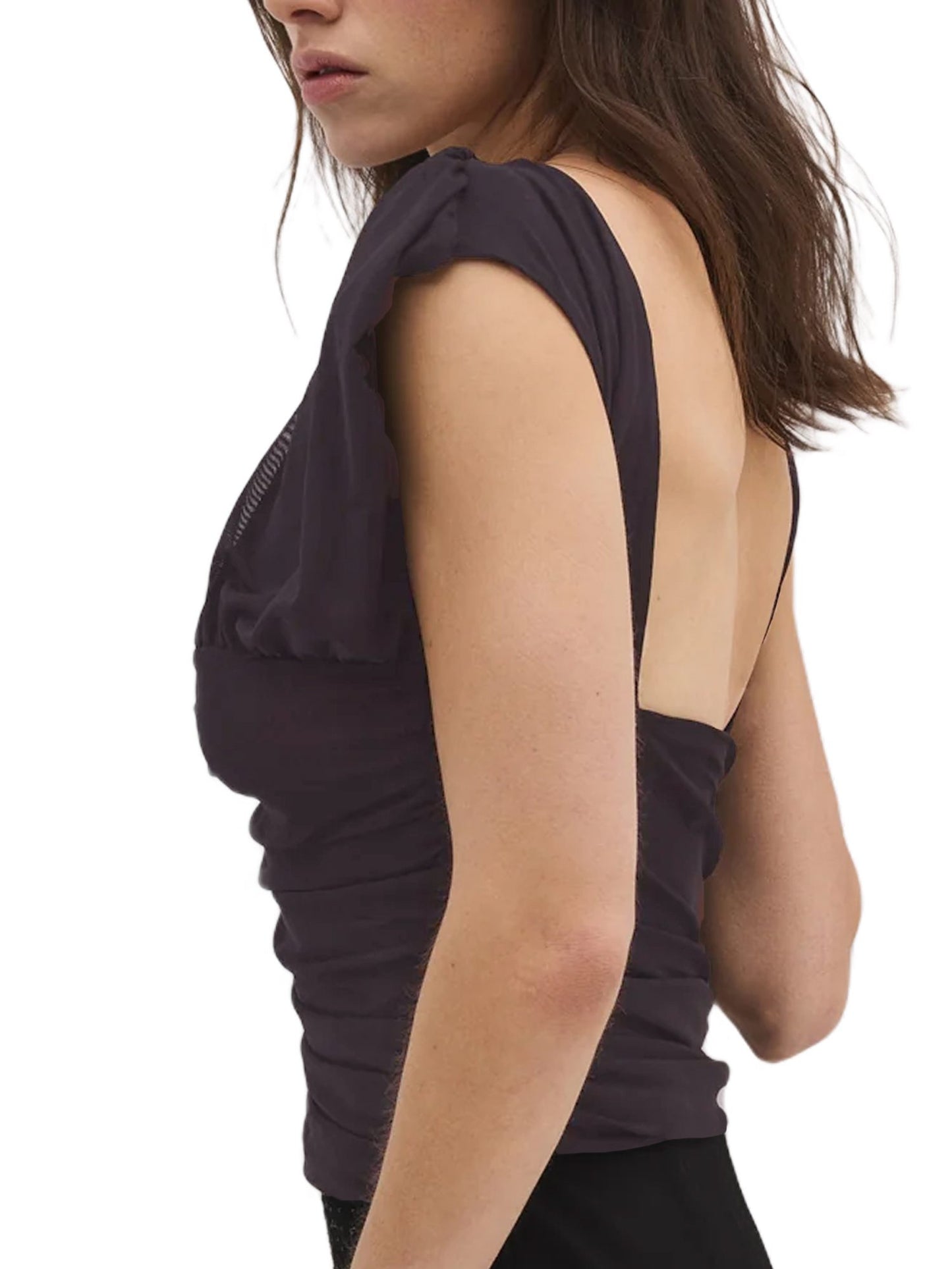 Rückenfreie Bluse mit Raffdetails