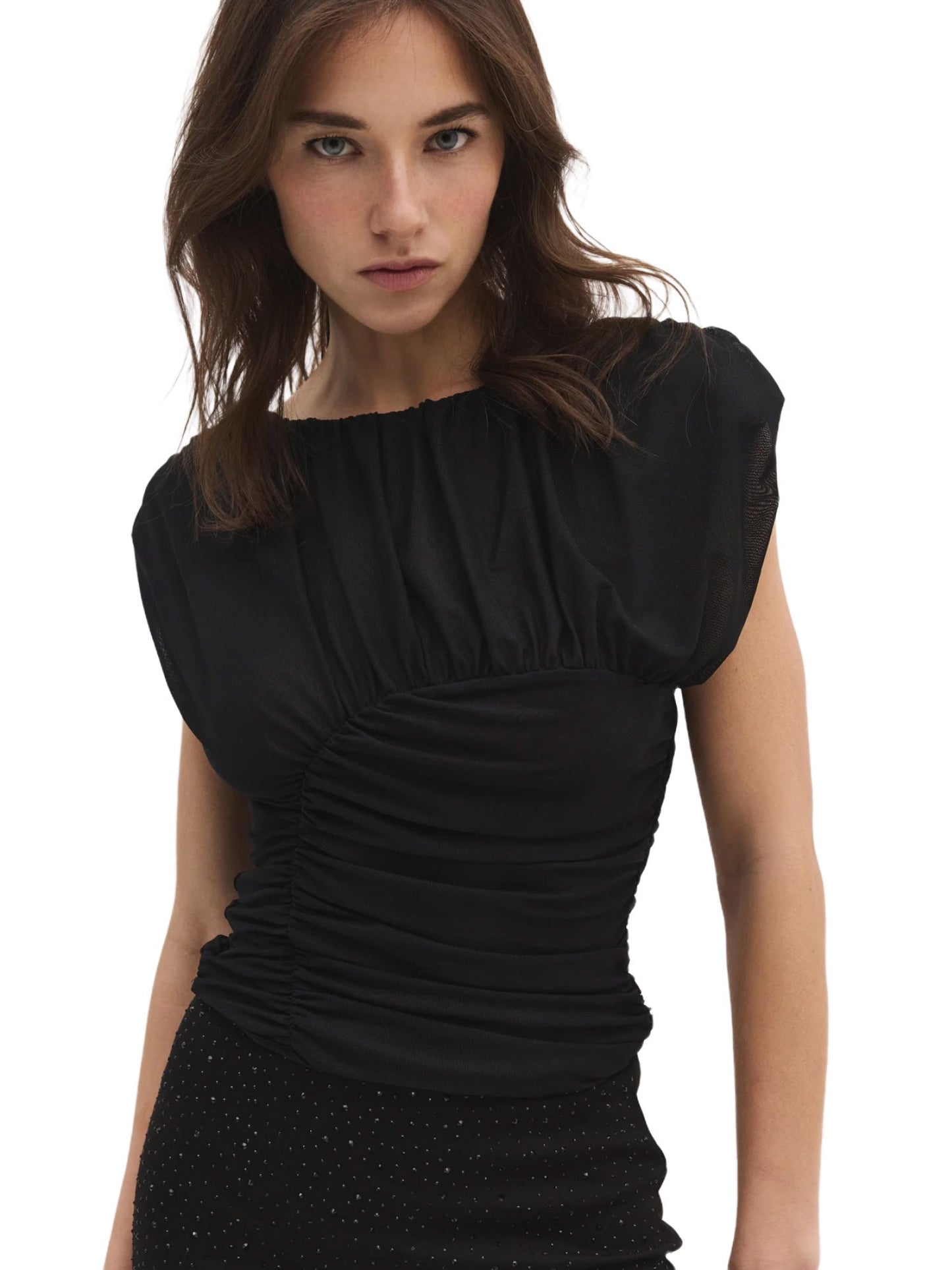 Rückenfreie Bluse mit Raffdetails