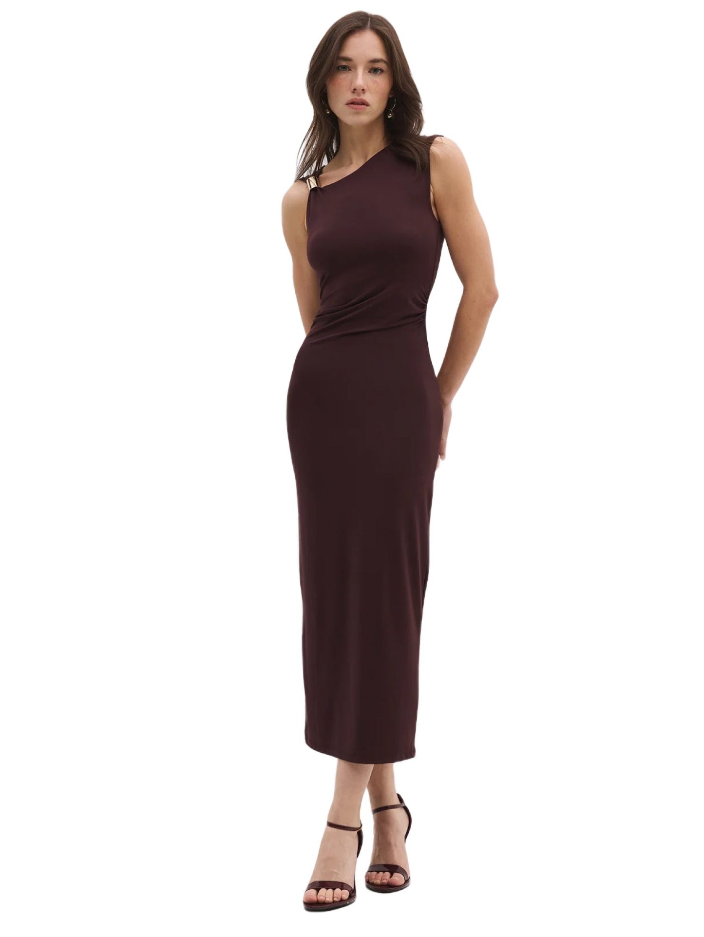 Ärmelloses Kleid mit asymmetrischem Ausschnitt
