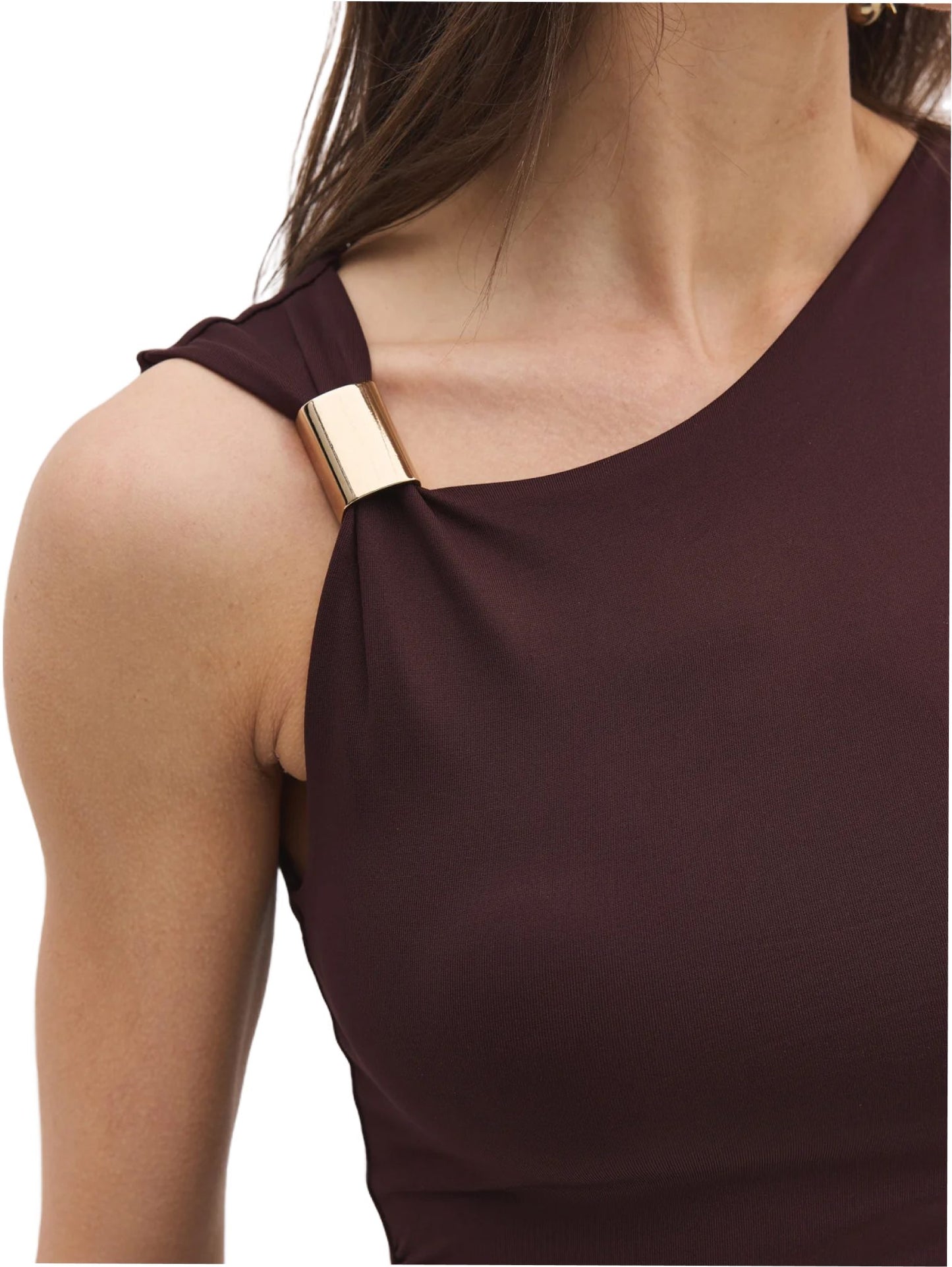 Ärmelloses Kleid mit asymmetrischem Ausschnitt