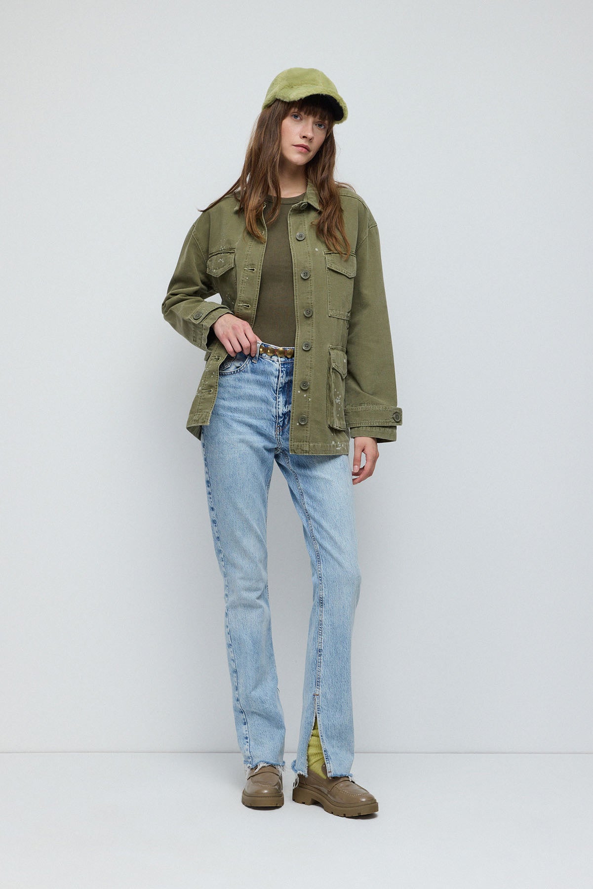 Geknöpfte Jacke mit Taschen