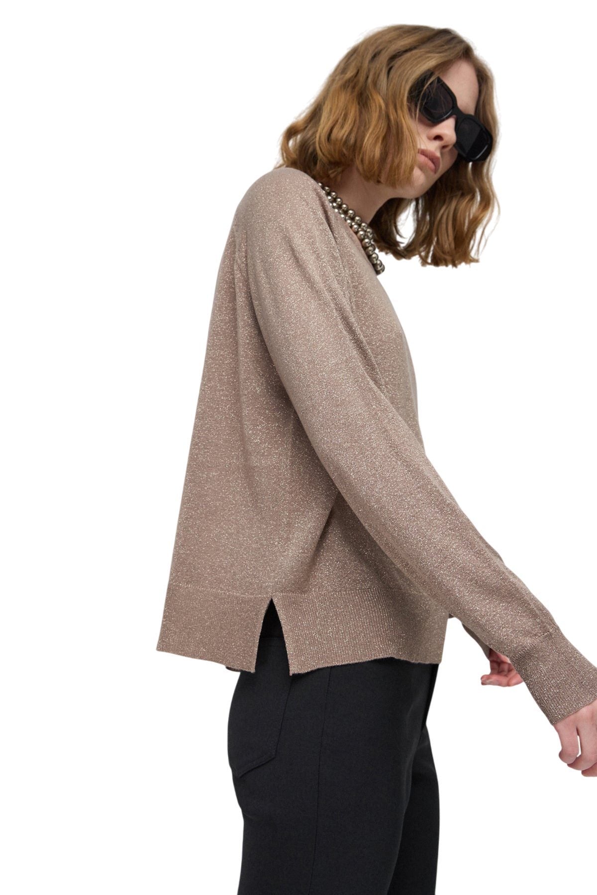 Langarmpullover mit Rundhalsausschnitt