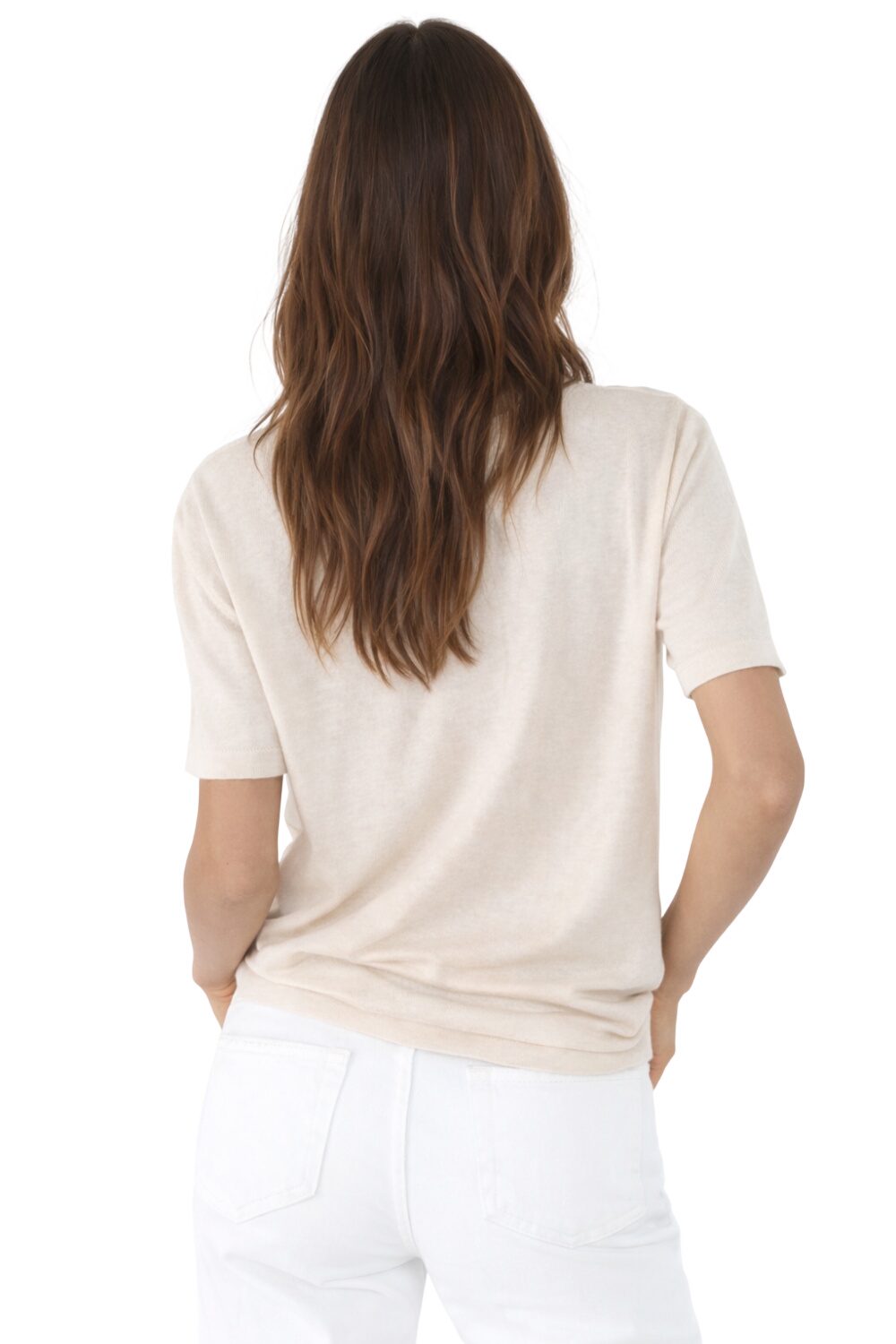 Glitzerndes T-Shirt mit V-Ausschnitt