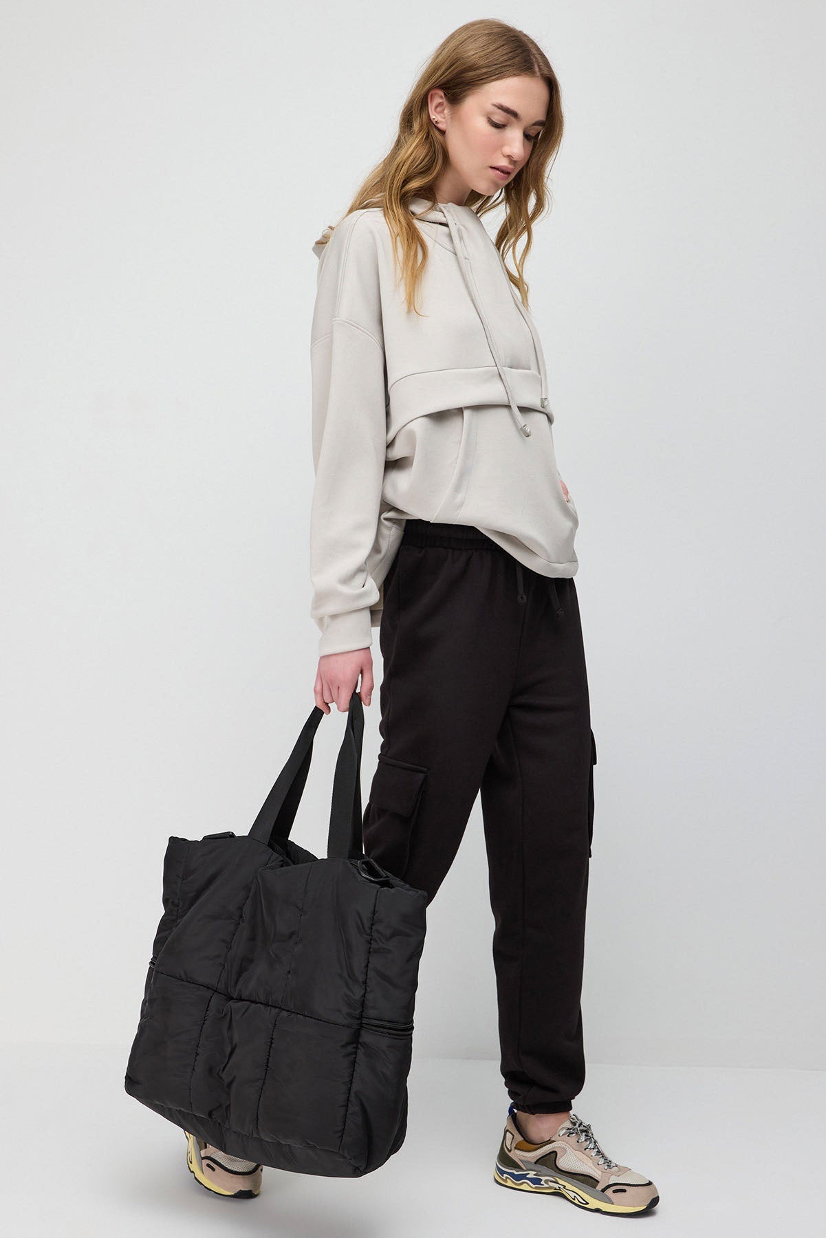 Sweatshirt mit halbem Reißverschluss und Taschen