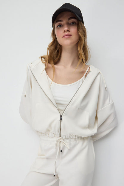 Kapuzenstrickjacke mit Reißverschluss