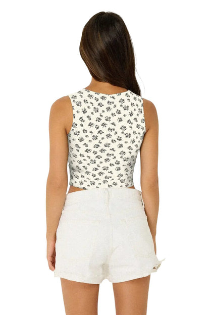 Baumwoll-Crop-Top mit Blumenmuster