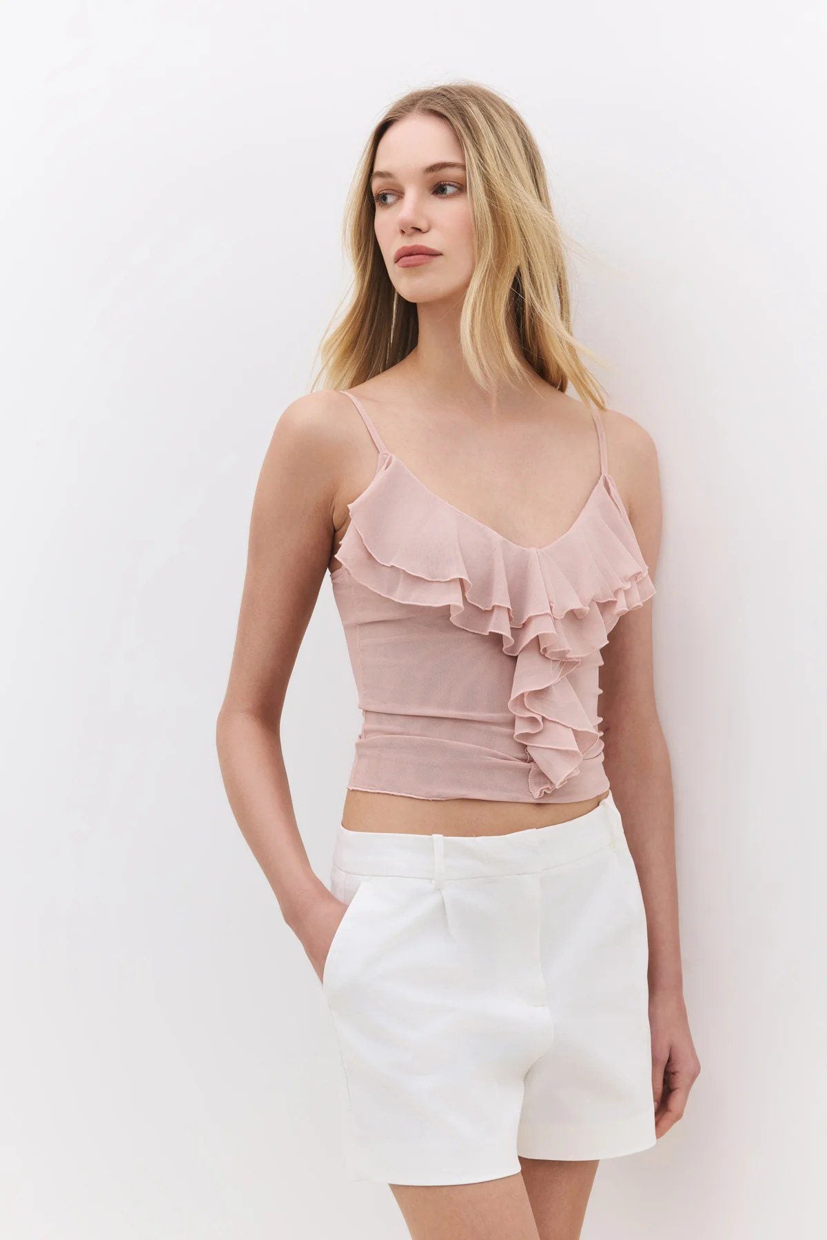 Trägerbluse mit Rüschen