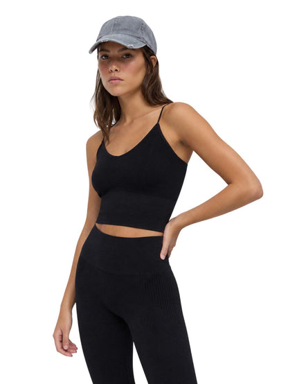Cropped-Top mit Trägern und V-Ausschnitt