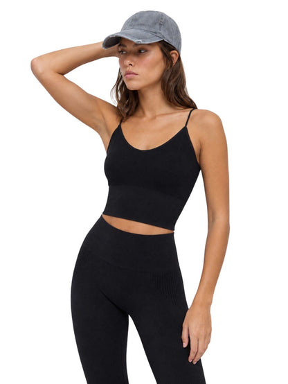 Cropped-Top mit Trägern und V-Ausschnitt