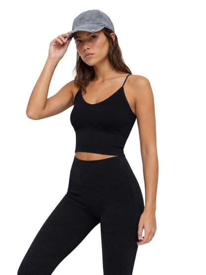Cropped-Top mit Trägern und V-Ausschnitt