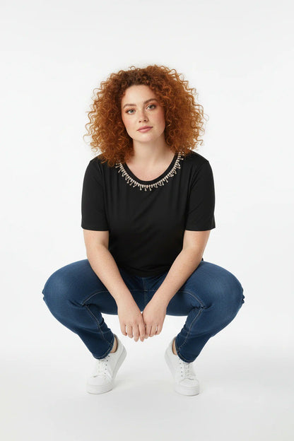 Kristallstein-Verzierte T-Shirt