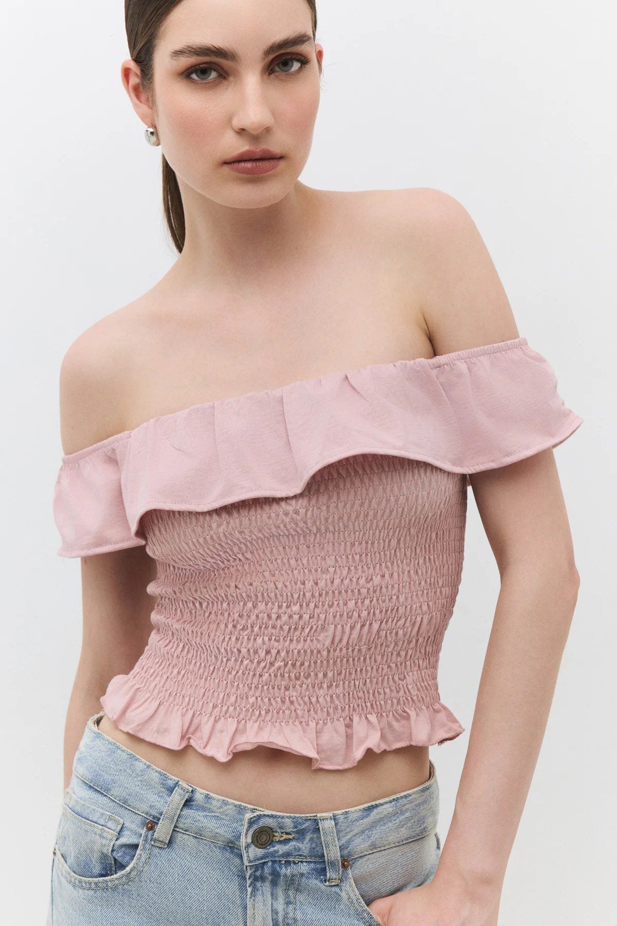 Bluse mit Rüschenkragen