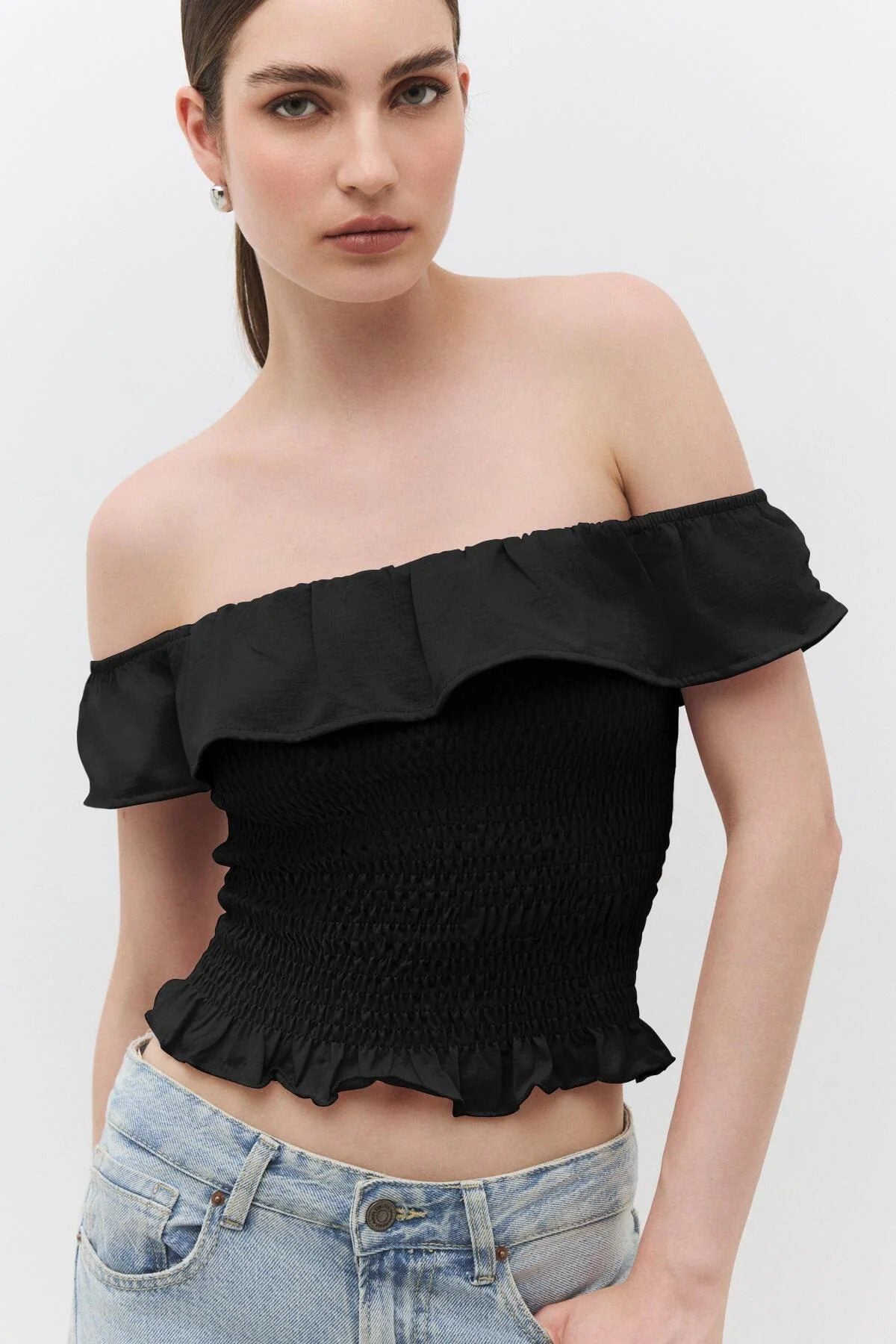 Bluse mit Rüschenkragen