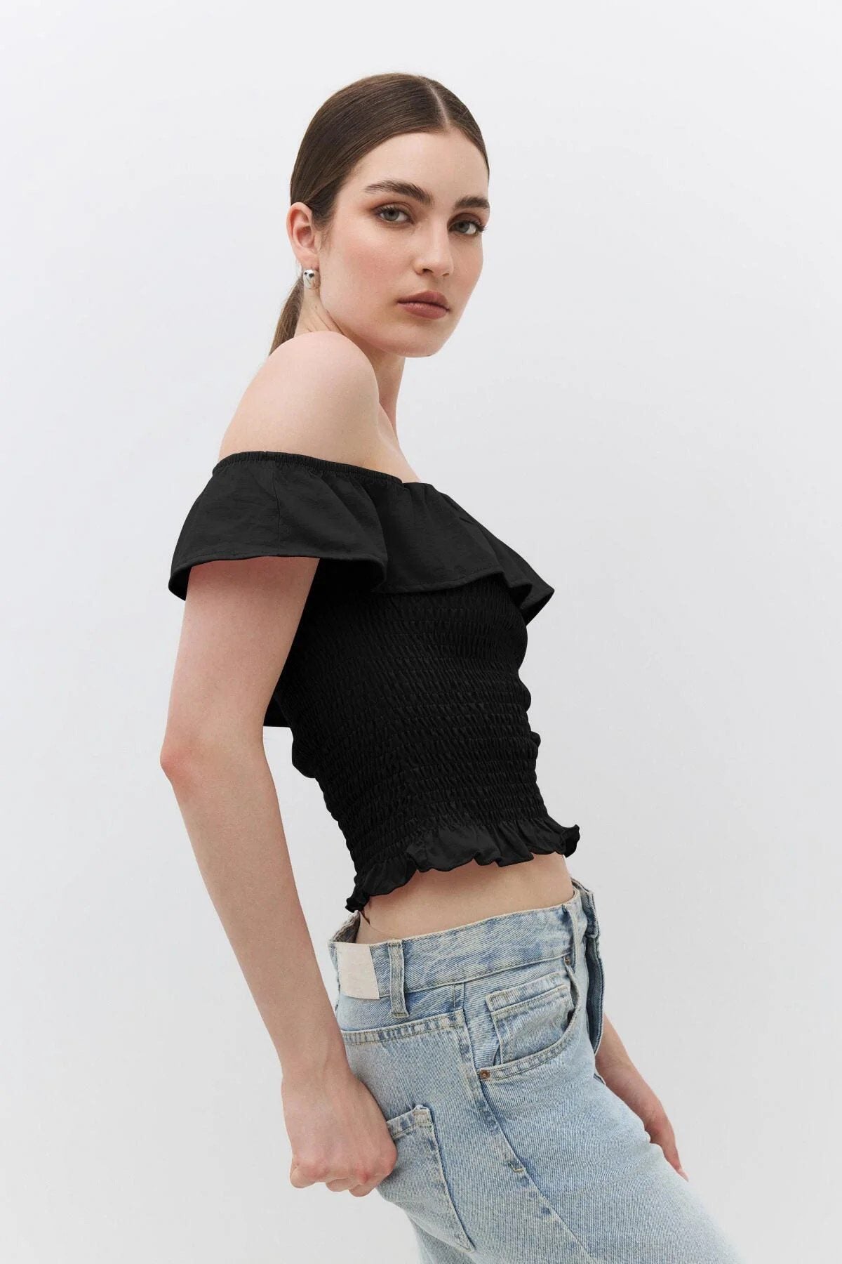 Bluse mit Rüschenkragen