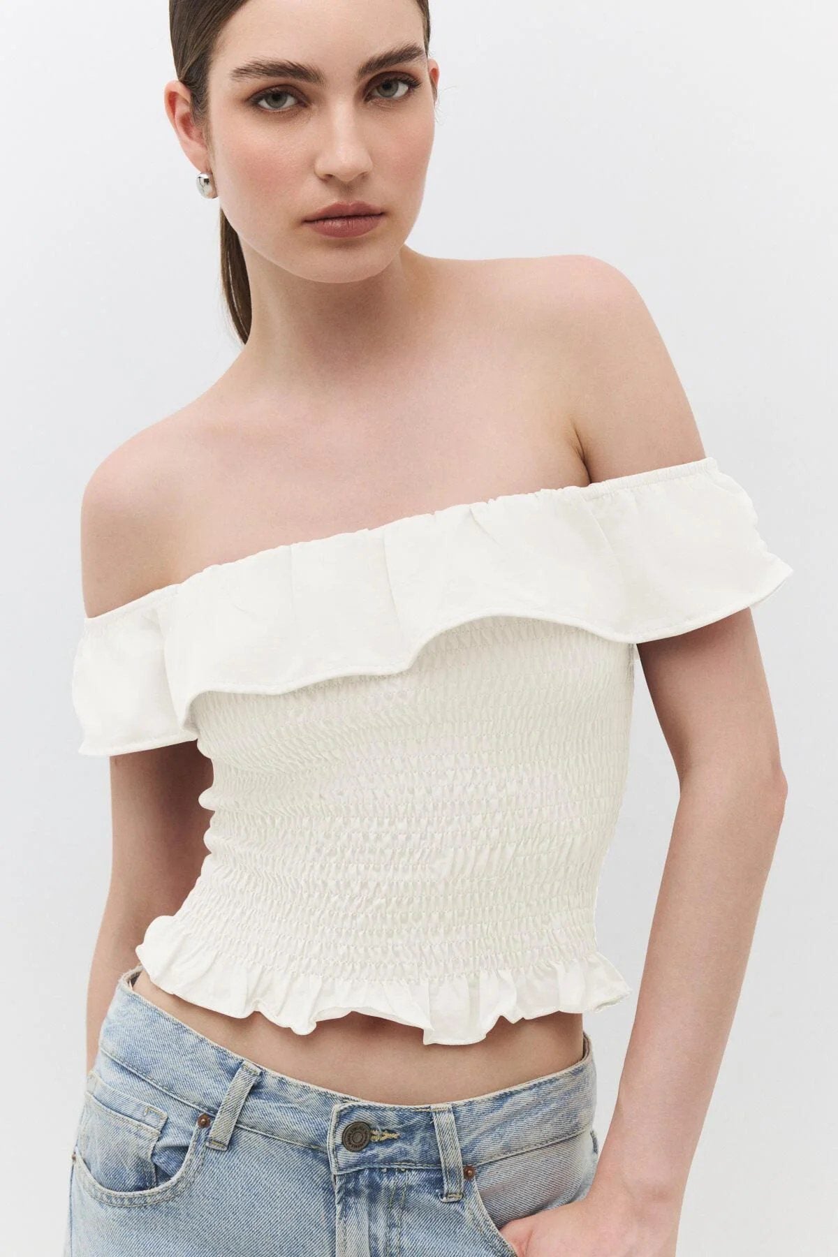 Bluse mit Rüschenkragen