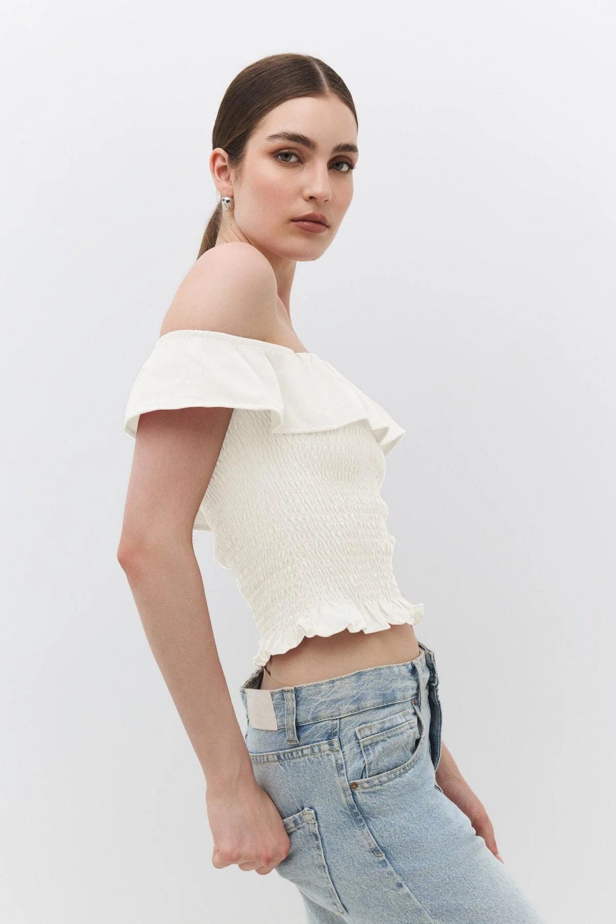 Bluse mit Rüschenkragen