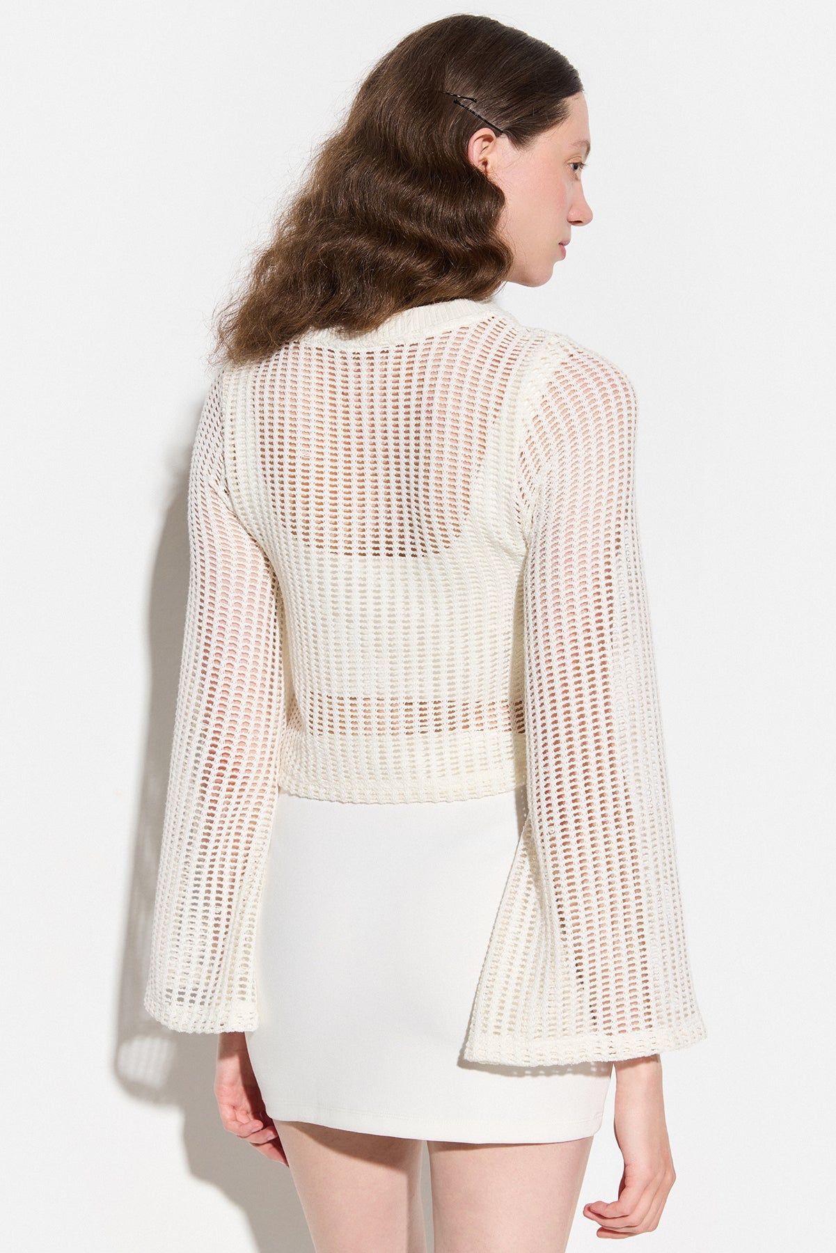 Fledermausärmel-Mesh-Crop-Pullover