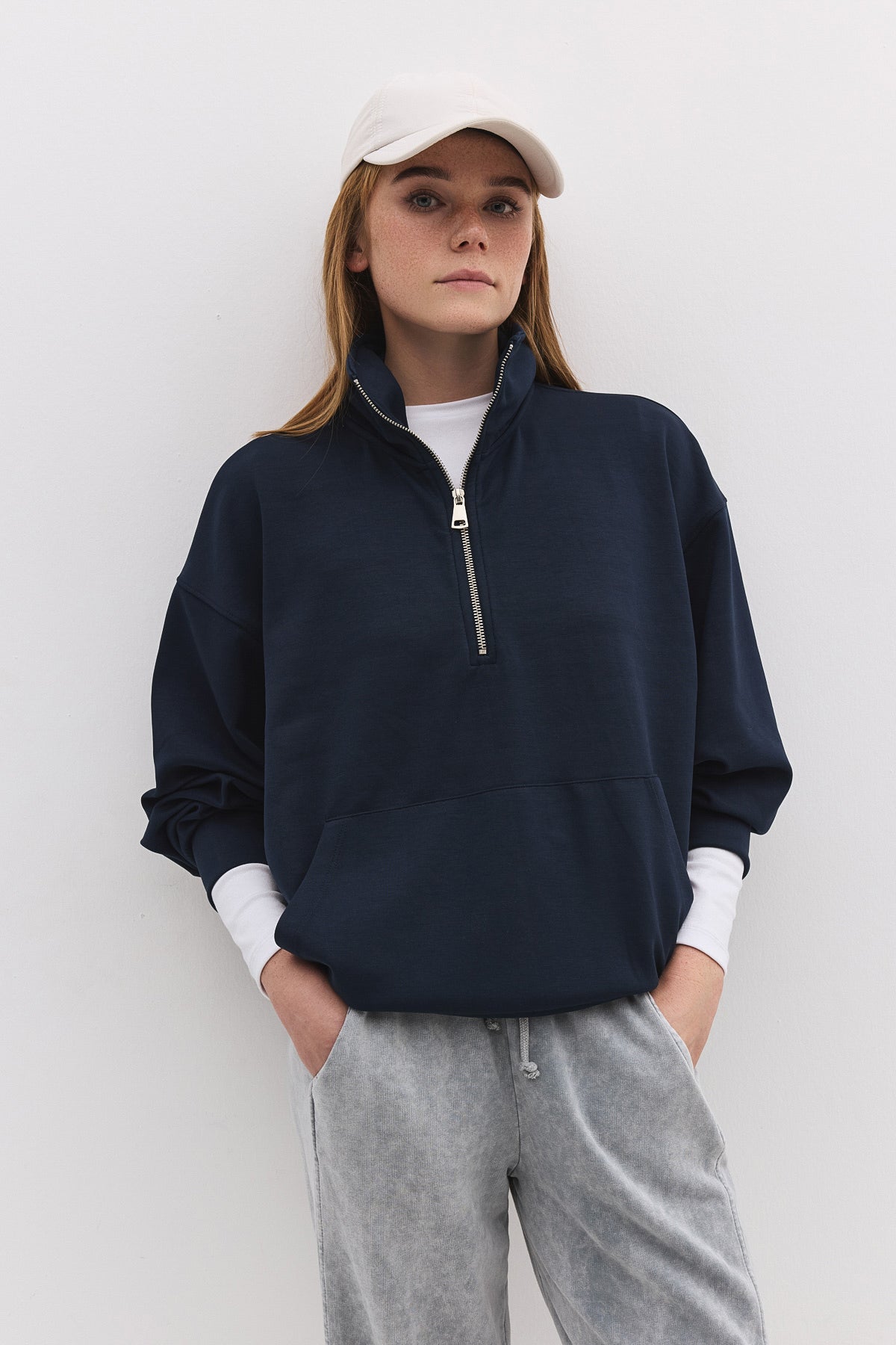 Sweatshirt mit halbem Reißverschluss
