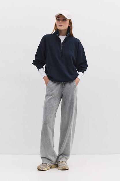 Sweatshirt mit halbem Reißverschluss