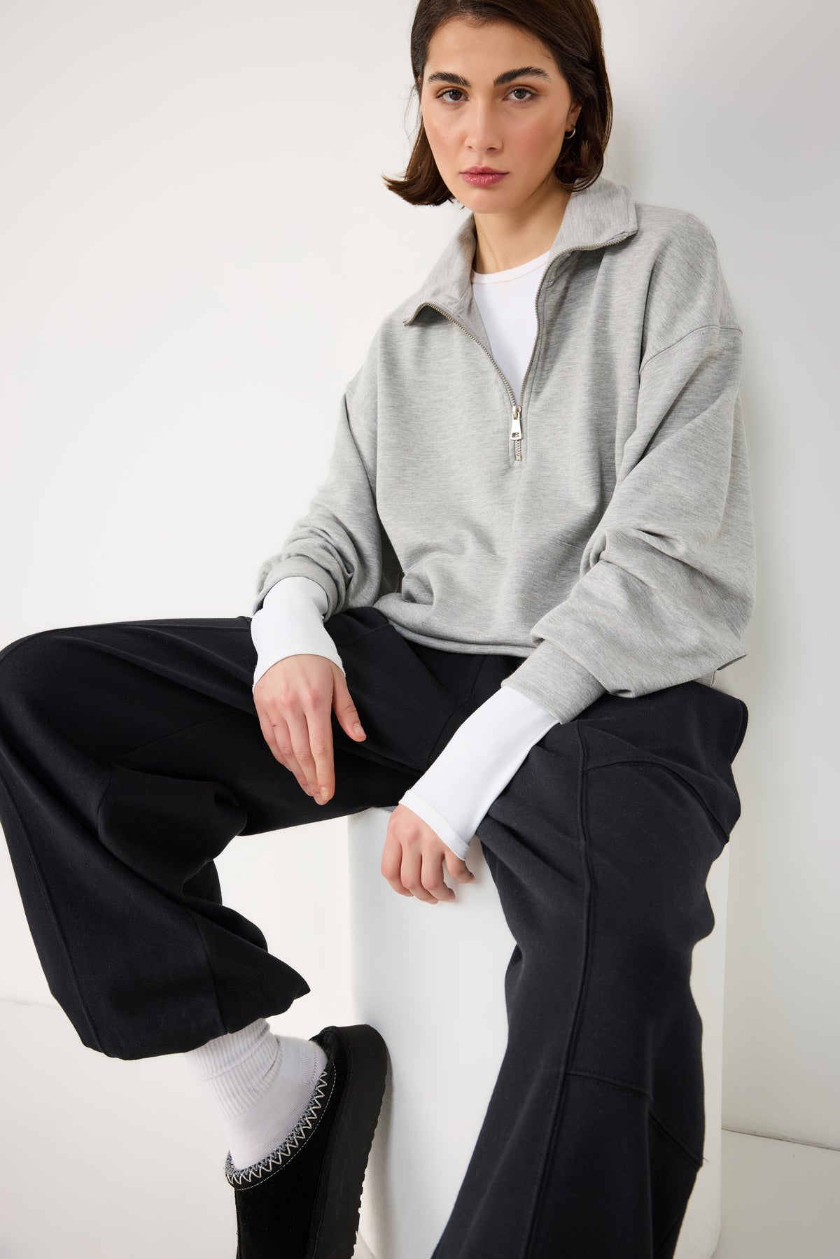 Sweatshirt mit halbem Reißverschluss