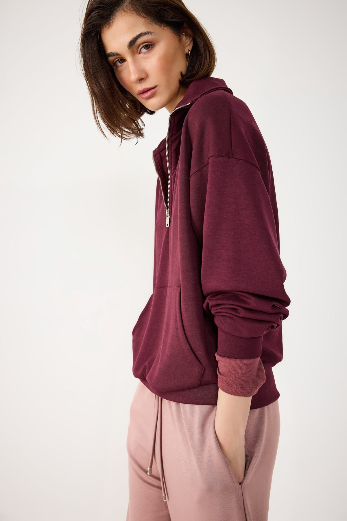 Sweatshirt mit halbem Reißverschluss