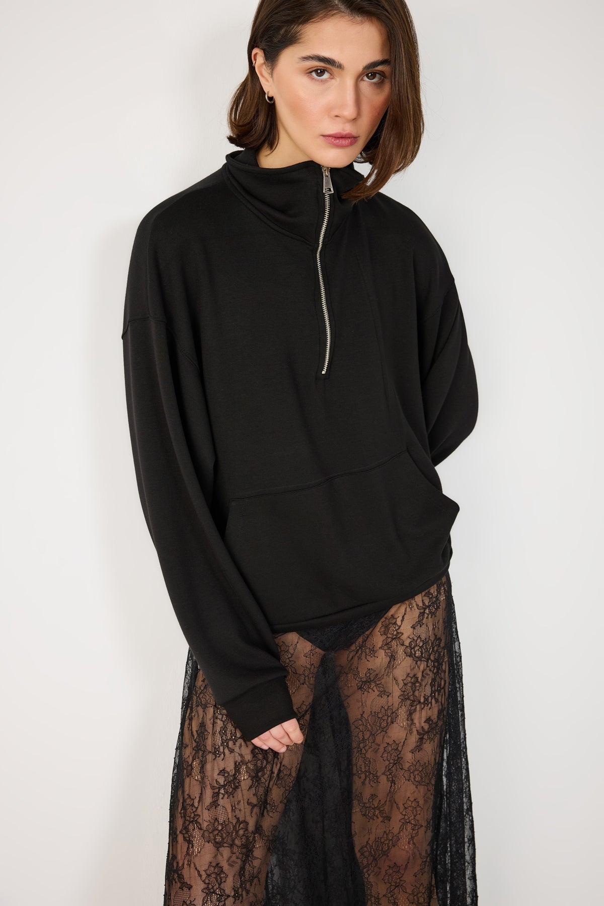 Sweatshirt mit halbem Reißverschluss