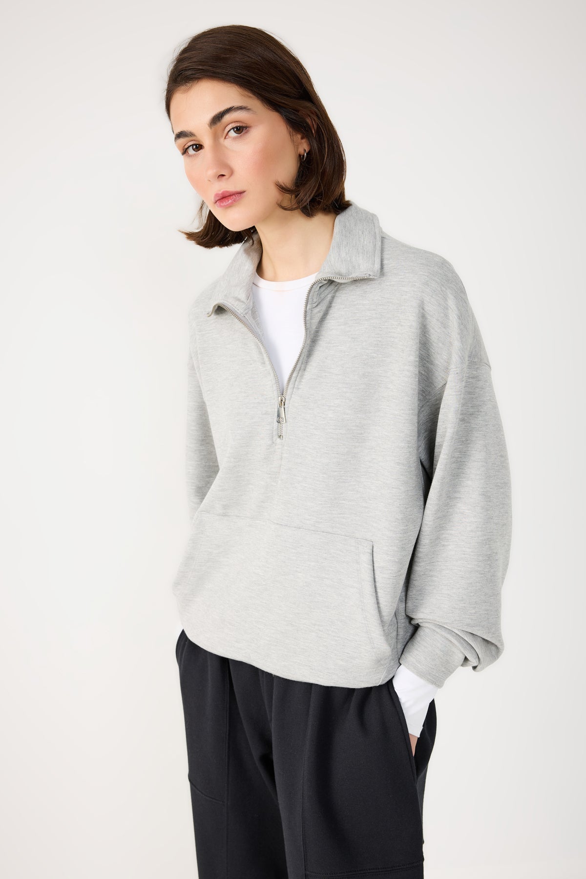 Sweatshirt mit halbem Reißverschluss
