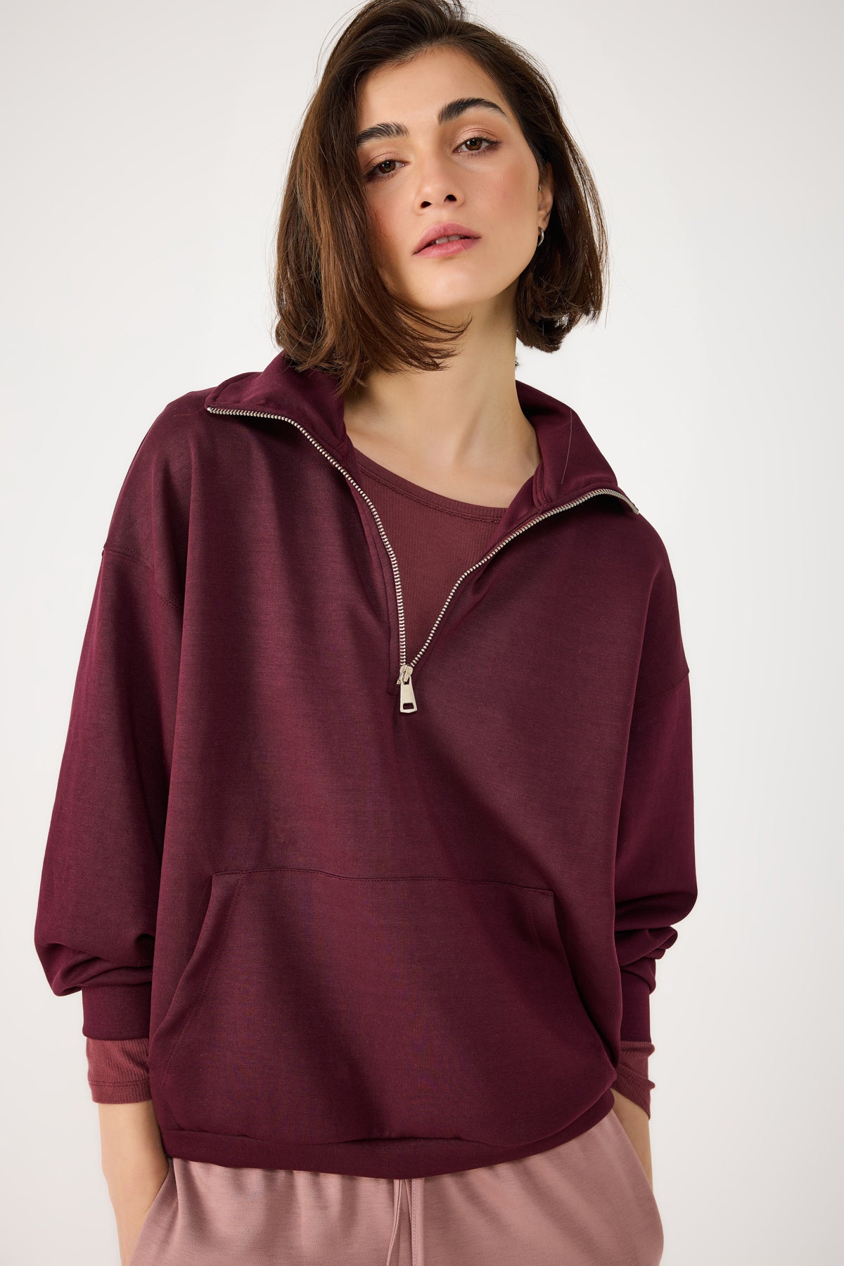 Sweatshirt mit halbem Reißverschluss
