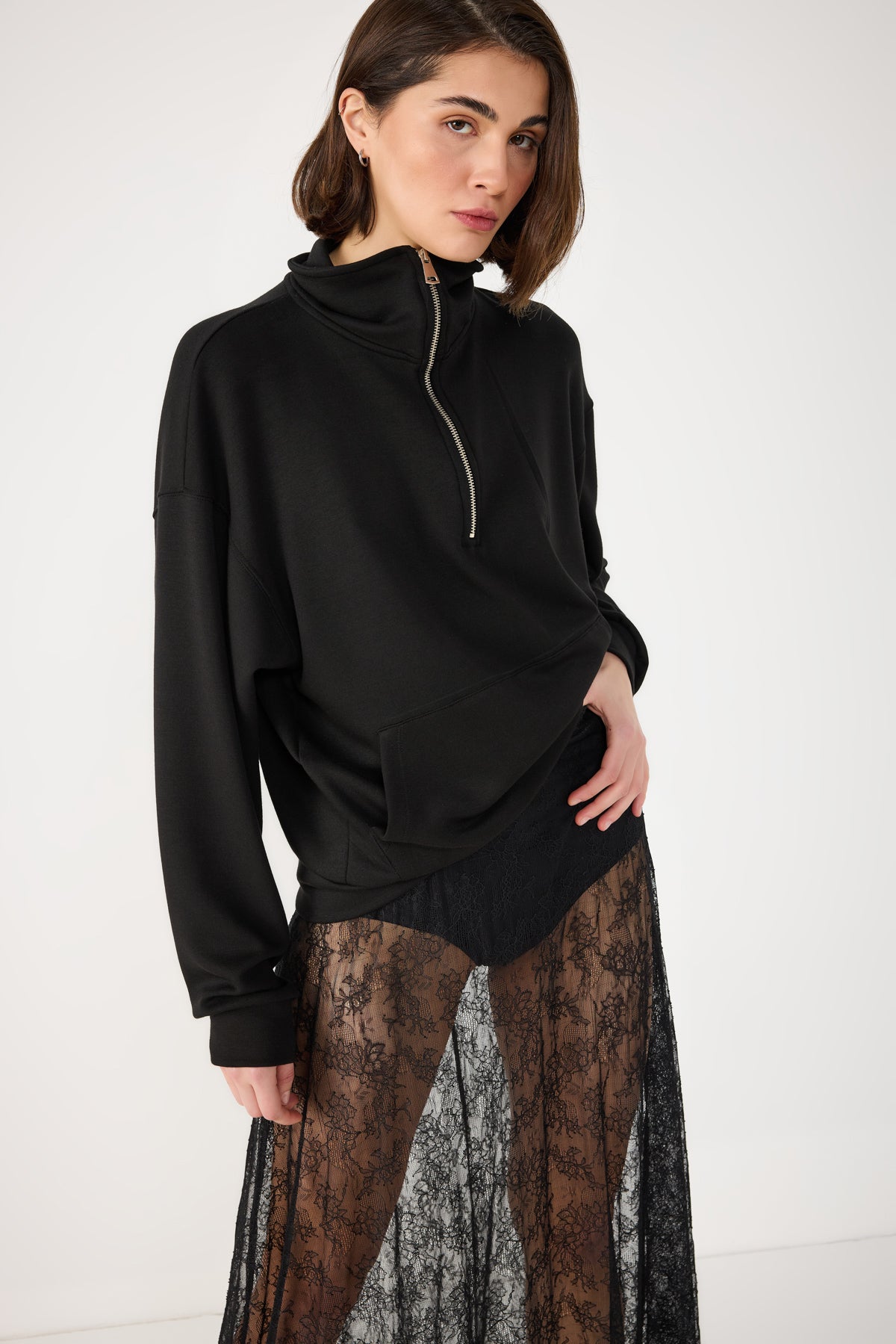 Sweatshirt mit halbem Reißverschluss