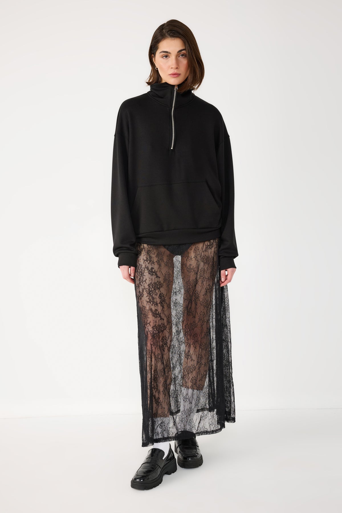 Sweatshirt mit halbem Reißverschluss