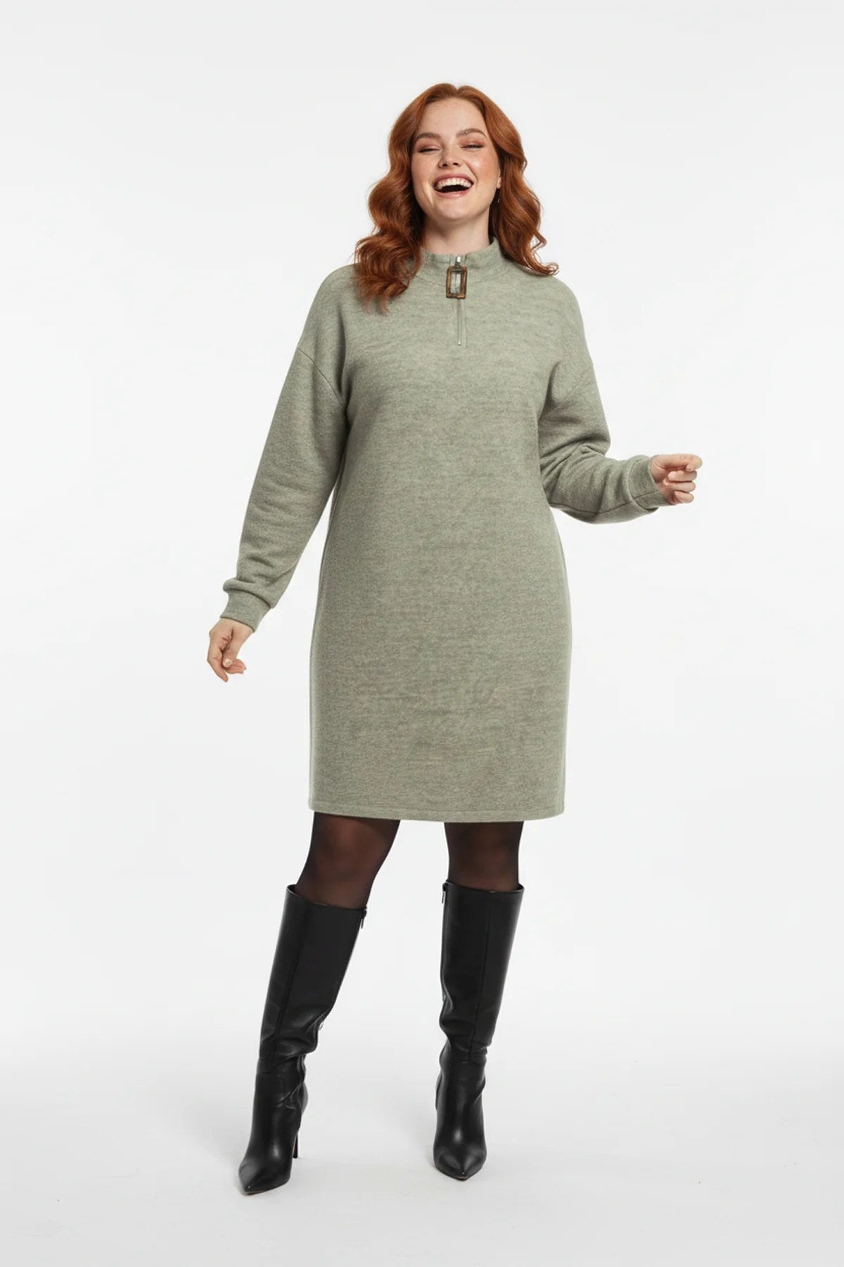 Kleid mit halbem Reißverschluss