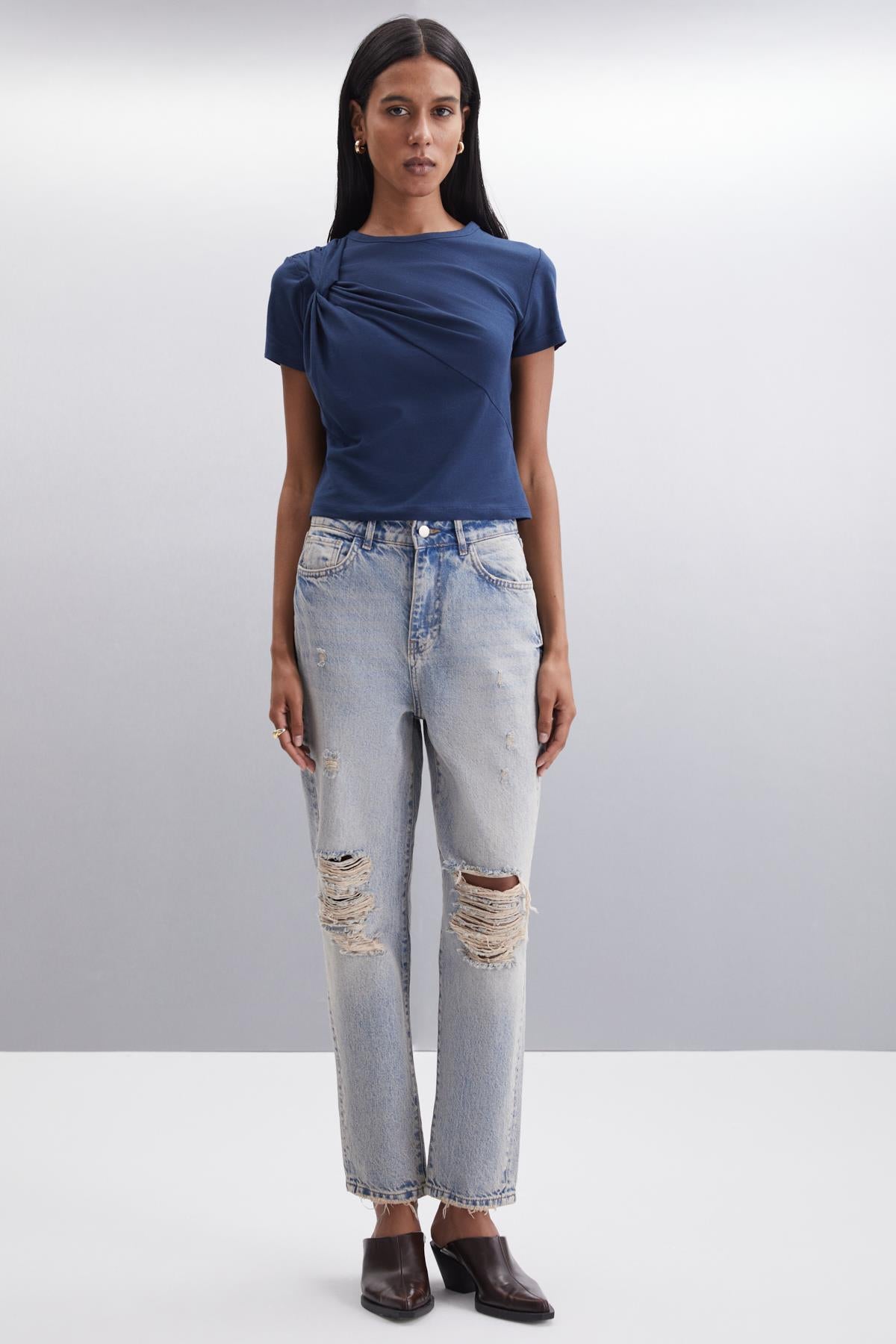 YASMIN Damen Bio-Crop-Bluse