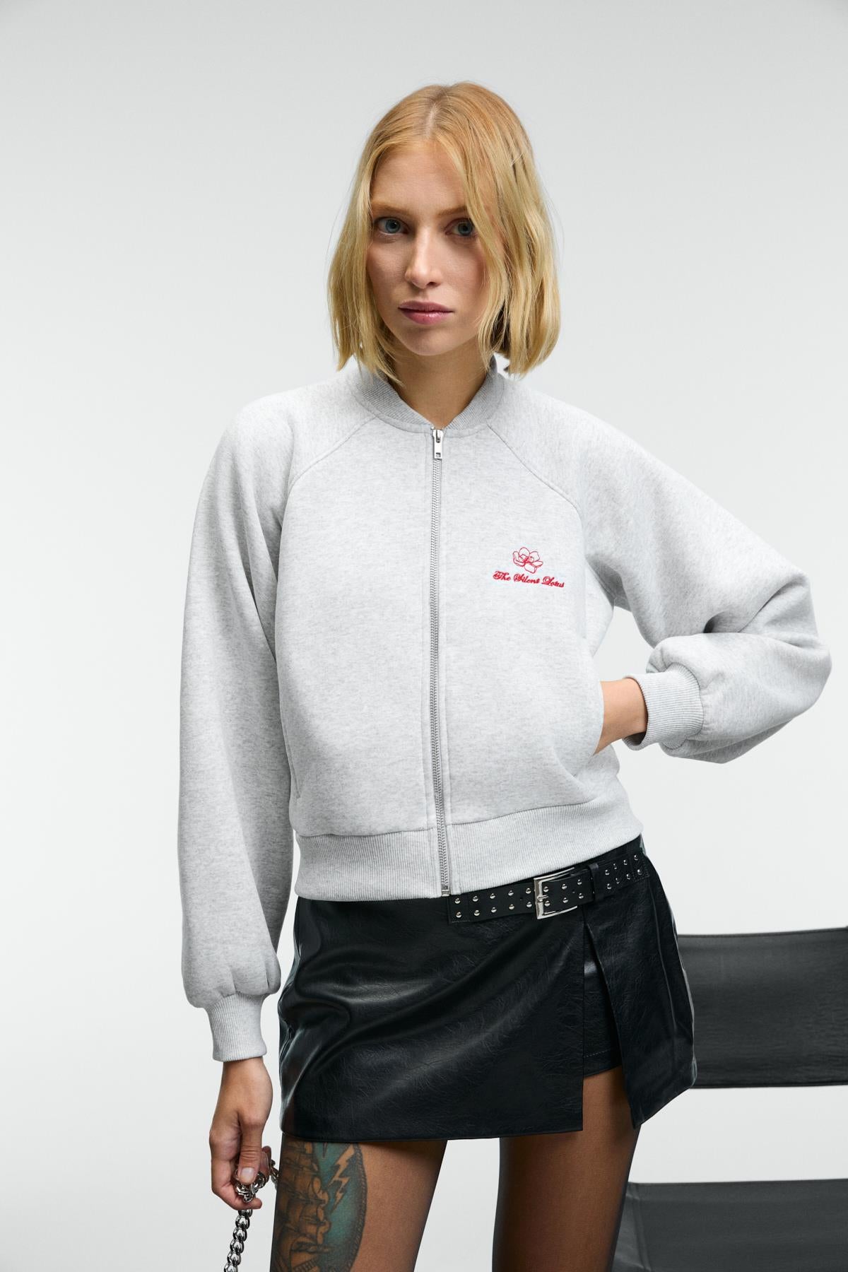 YASVELL Damen Bomber Sweatshirt