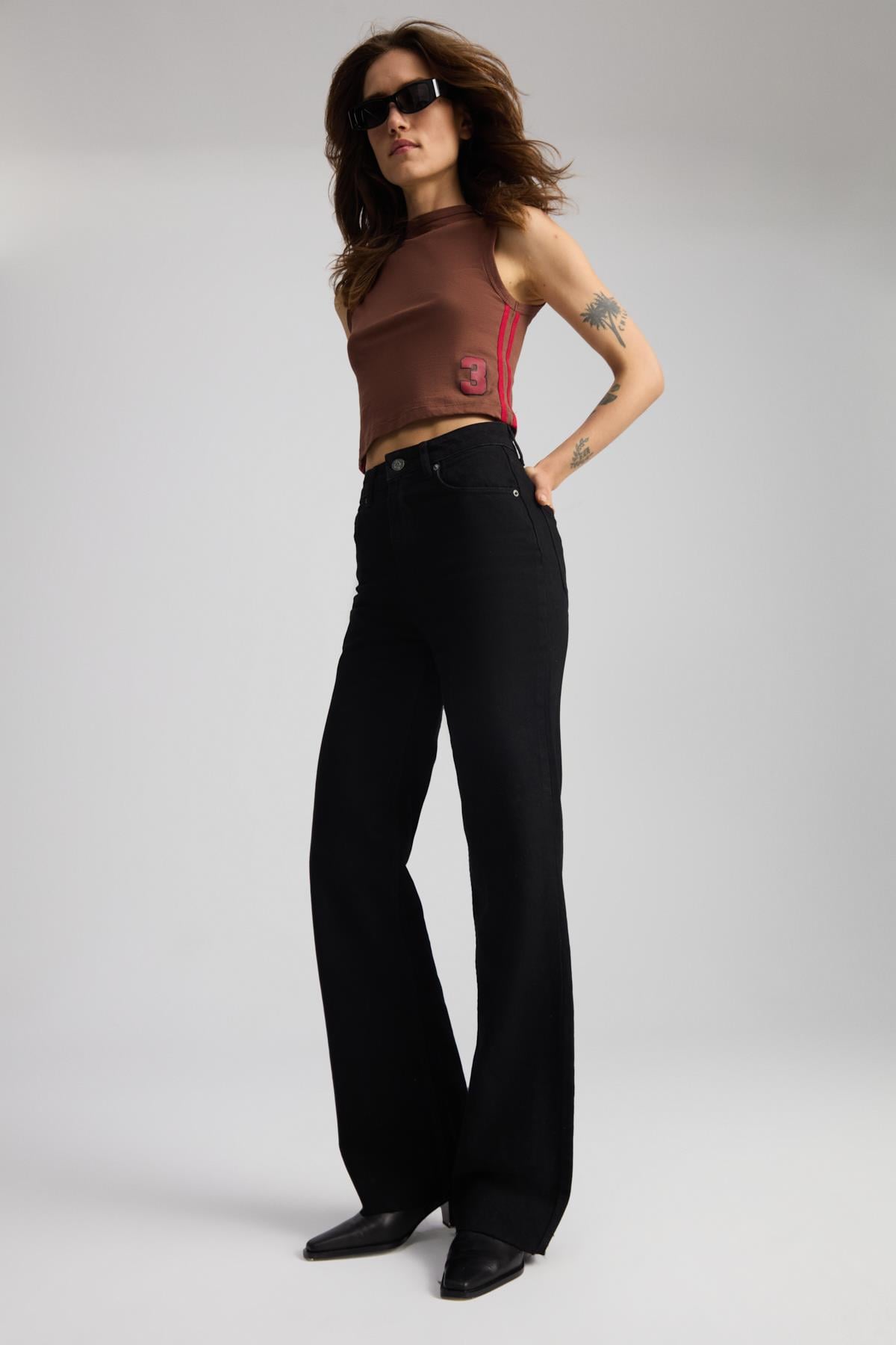 YESLIN Damen Bio-Baumwoll-Crop-Shirt