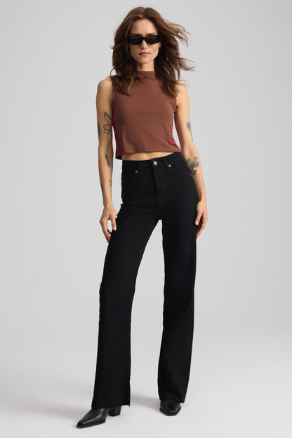 YESLIN Damen Bio-Baumwoll-Crop-Shirt
