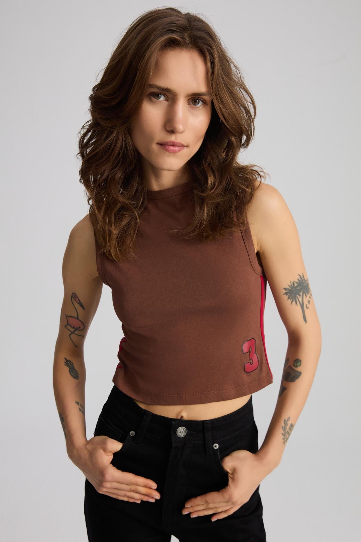 YESLIN Damen Bio-Baumwoll-Crop-Shirt