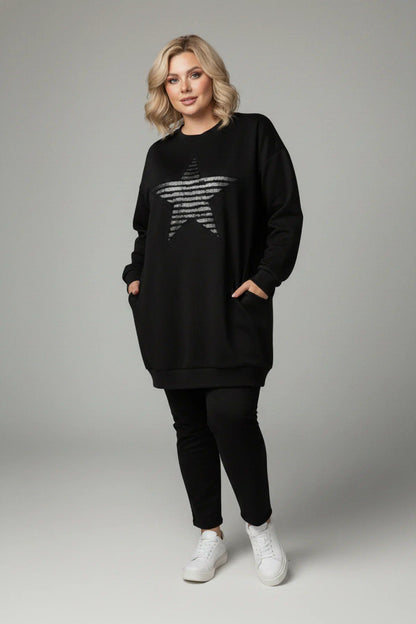 Langarm-Sweatshirt mit Sternenmuster