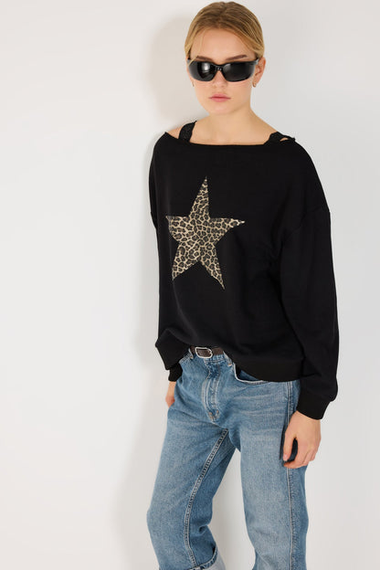 Sweatshirt mit Bootsausschnitt