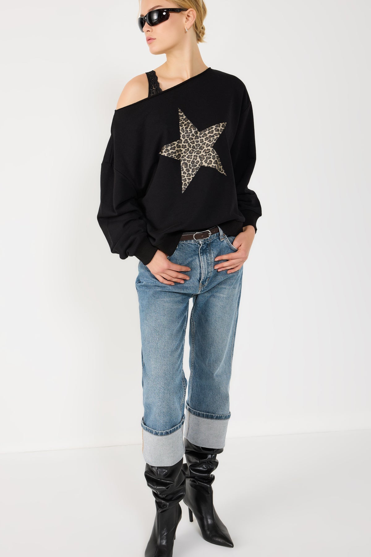 Sweatshirt mit Bootsausschnitt