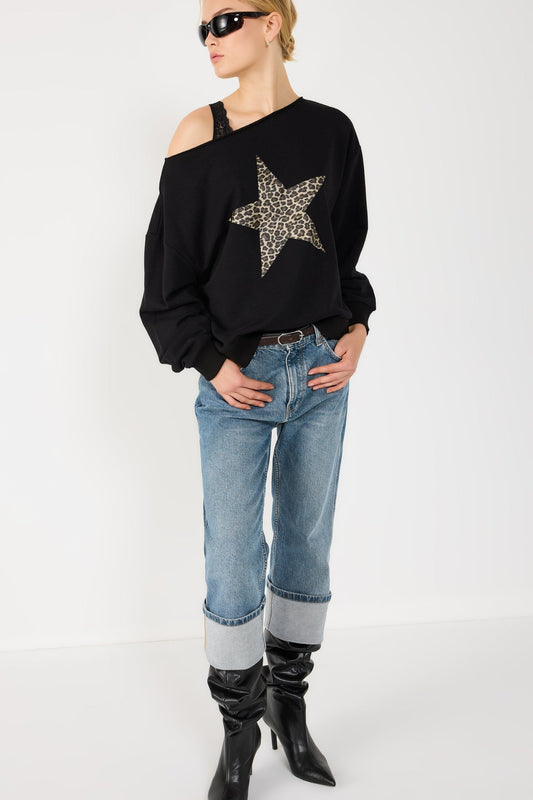 Sweatshirt mit Bootsausschnitt