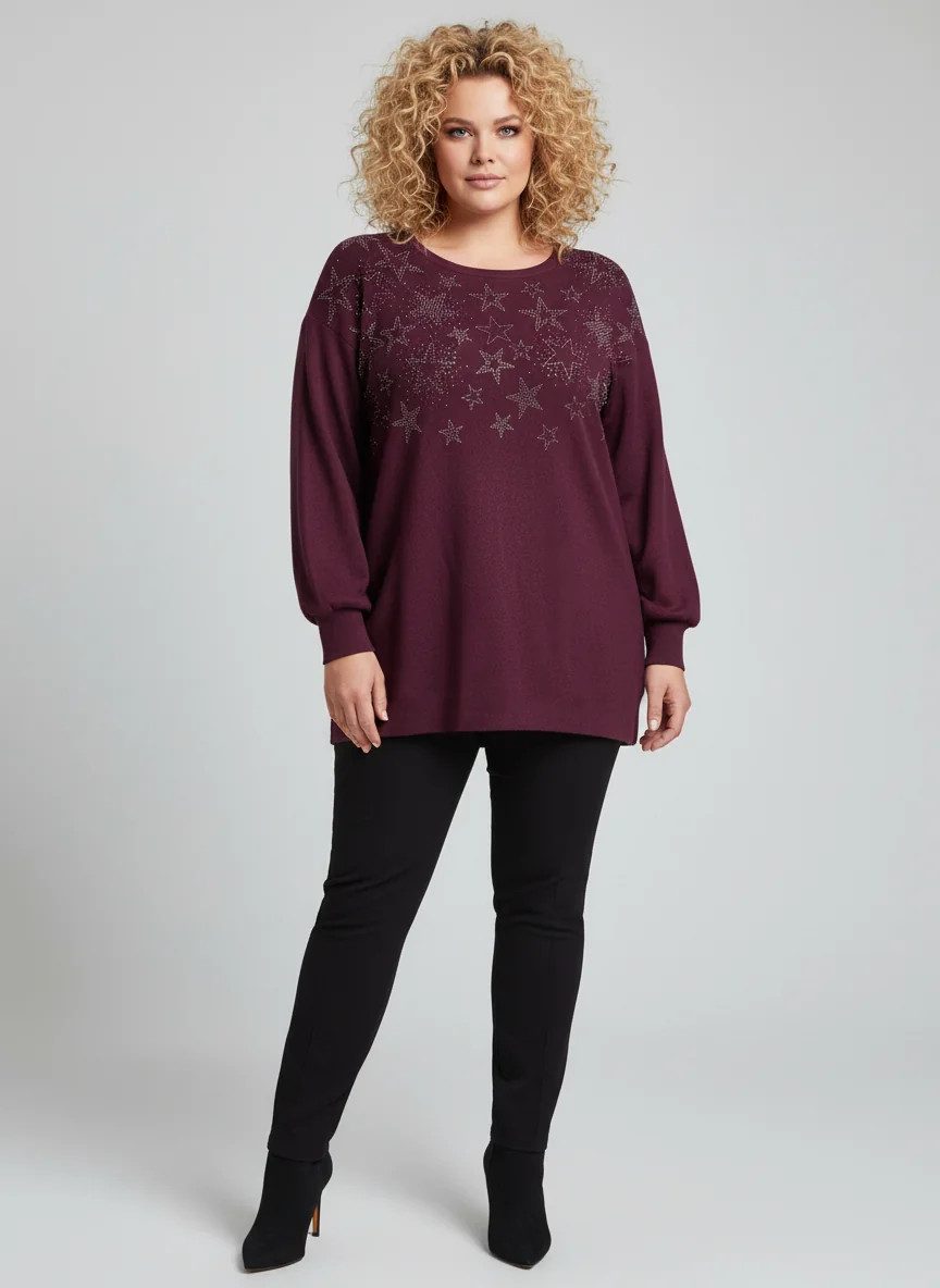 Bluse mit Sternenstickerei