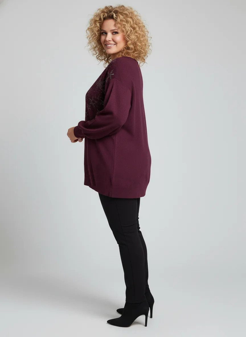 Bluse mit Sternenstickerei